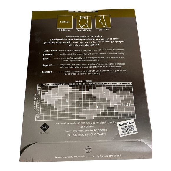 Nordstrom Fashion Vintage Faux Stringer Control Pantyhose Sheer Toe Black Size B - Picture 2 of 13